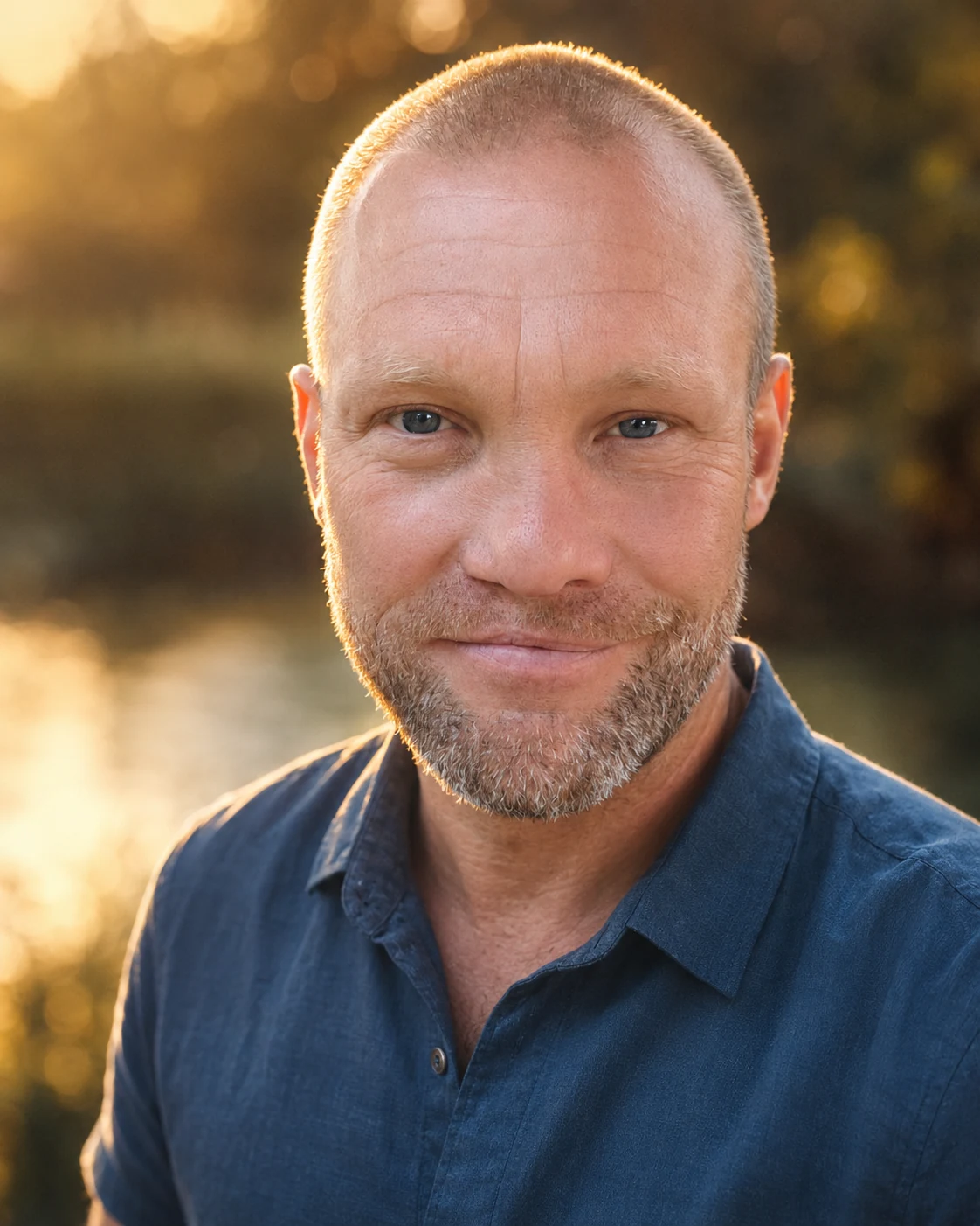 Daniel Lenz mit einem leichten Lächeln im warmen Abendlicht
